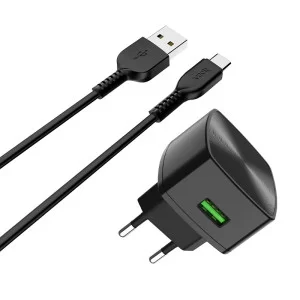 Зарядное устройство Hoco C70A Cutting-edge + Cablu Type-C (QC3.0) [Black]